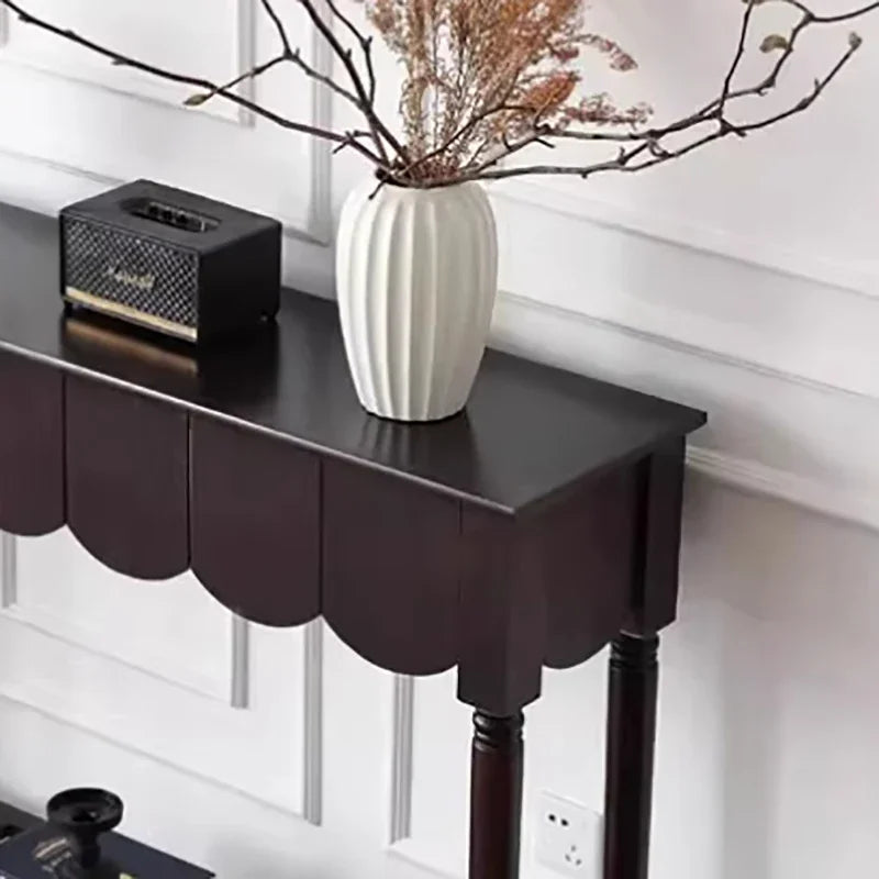Ellington Collection | Atomic-Era Entryway Walnut Console - revealing tonal warmth and surface patina under ambient light in a Mid-Century Modern entryway setting.