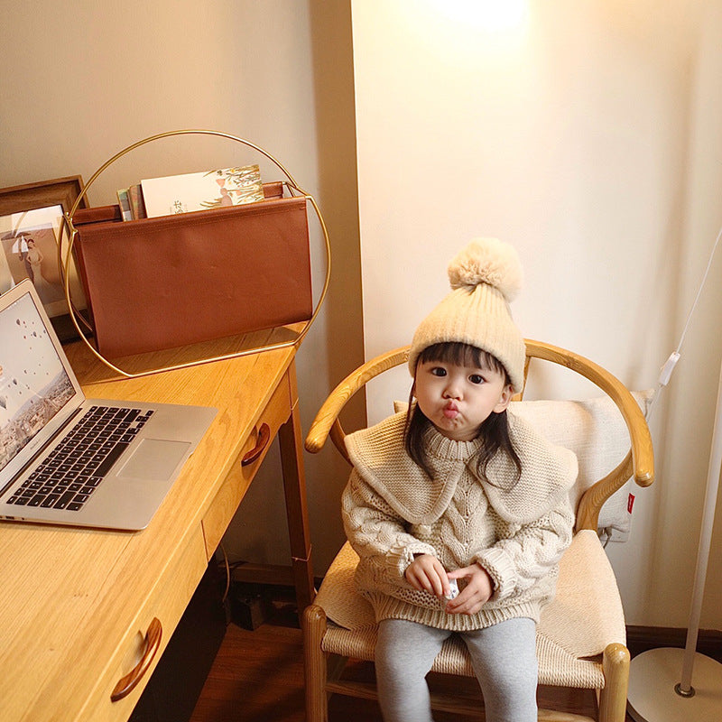 Light Luxury Nordic Metal & Leather Magazine Rack