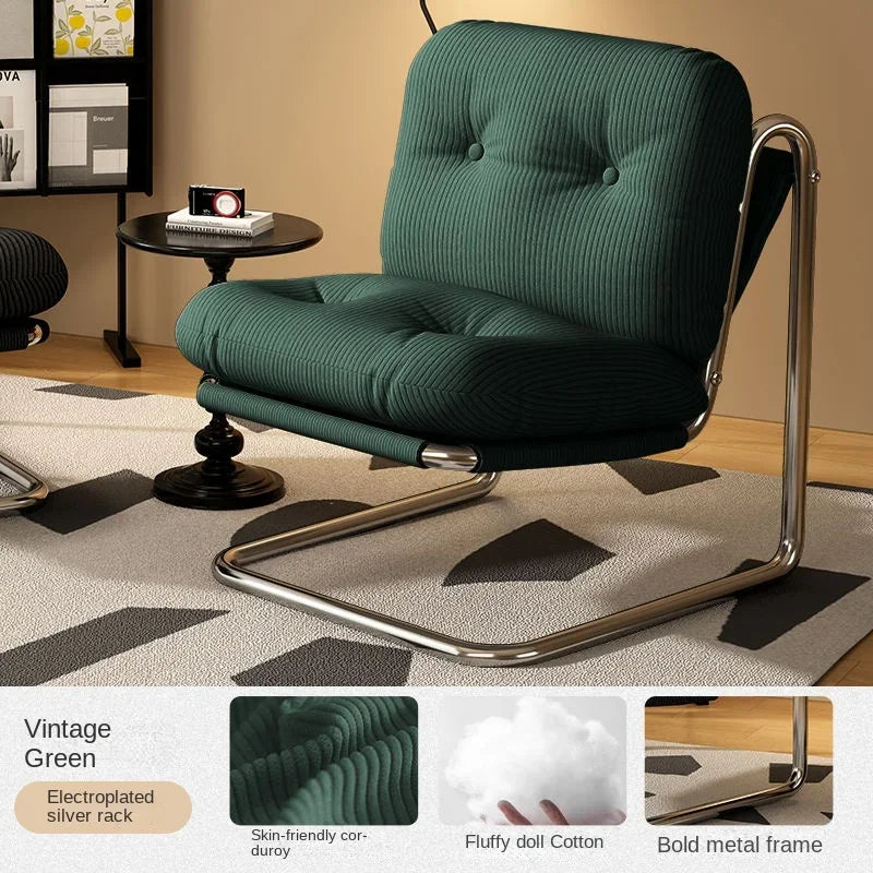 Fontaine Collection | Tapered-Leg Leather-Wrapped Walnut Accent Chair - highlighting material texture and craftsmanship detail in a Mid-Century Modern living room setting.