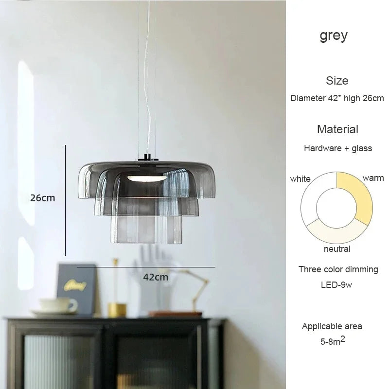 Belmont Collection | Geometric Glass-Topped Blown Glass Pendant - showcasing full sculptural form and curated finish in a Mid-Century Modern living room setting.