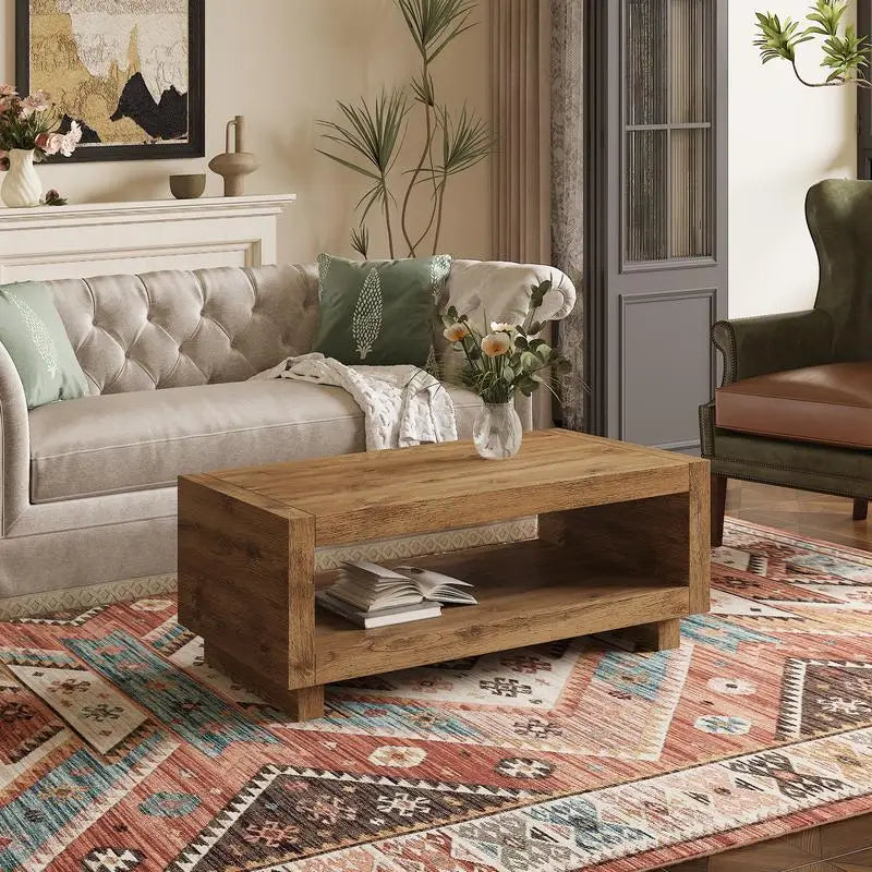Belmont Collection | Rectangular Danish-Inspired Walnut Coffee Table - captured in a curated lifestyle vignette in a Mid-Century Modern living room setting.