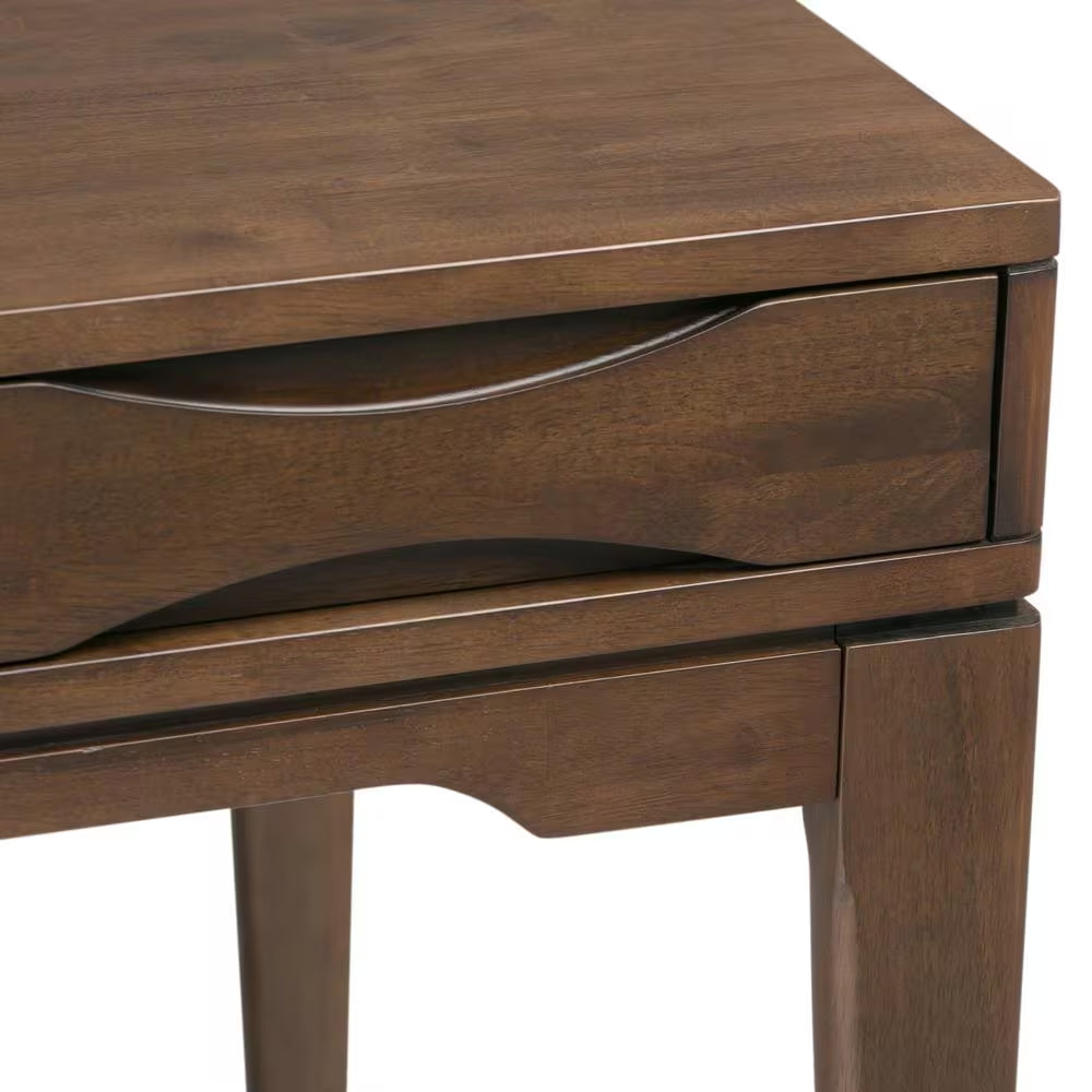 Harper Solid Hardwood Mid-Century Modern 60 In. Wide Writing Office Desk in Walnut Brown