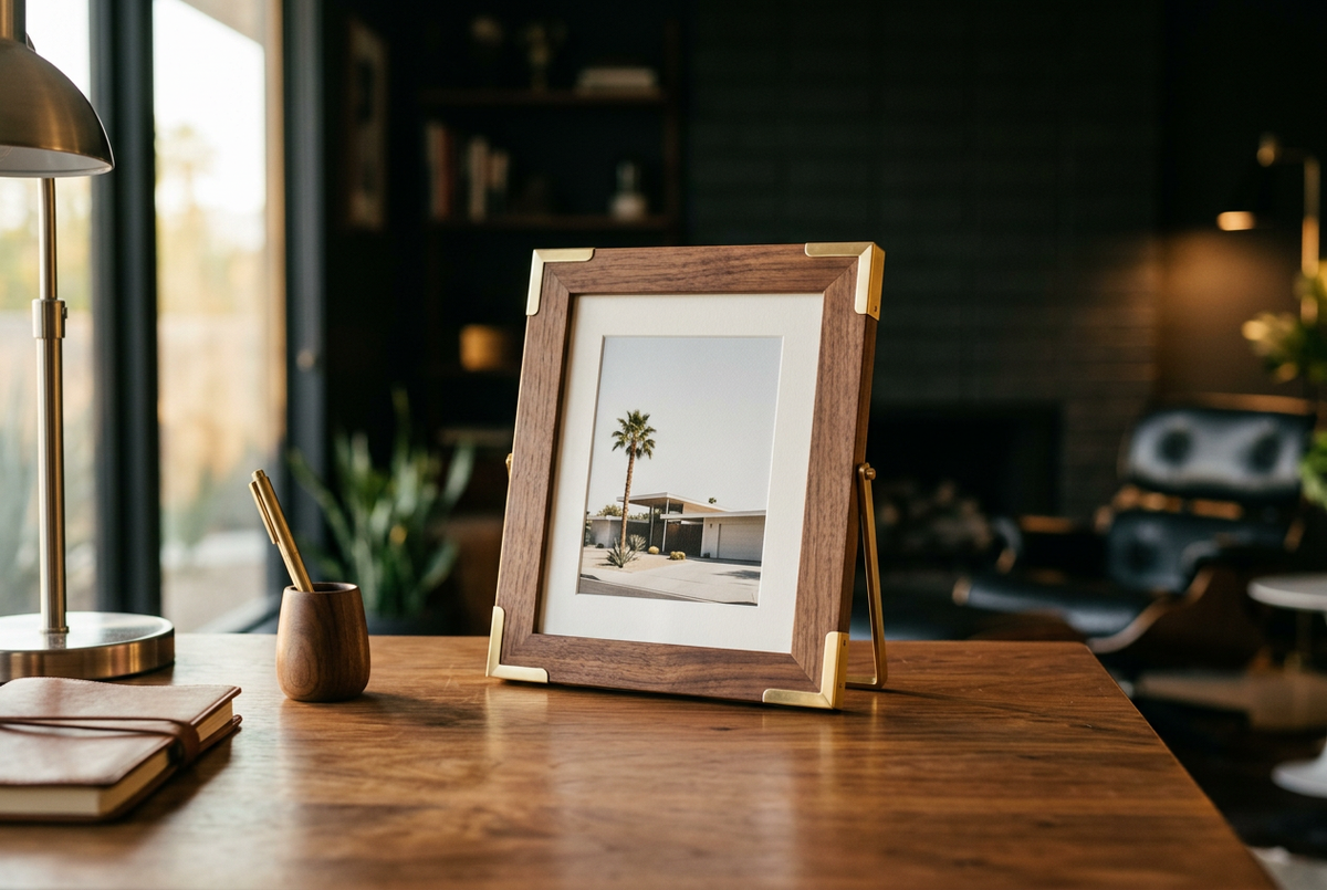 Walnut & Brass Picture Frame | Gallery Standard
