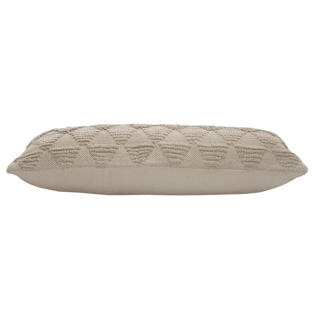 14" X 36" Hand-Woven Cream/ Tan Geometric Organic Cotton Pillow Cover
