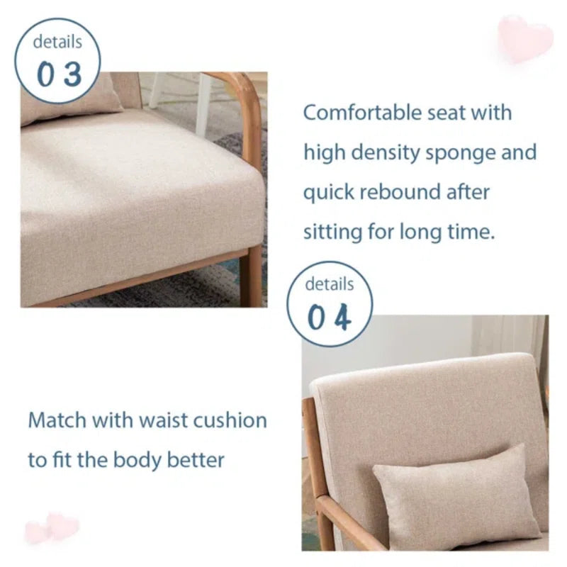 Hertford 26" Wide Mid Century Upholstered Solid Wood Accent Chair with an Extra Pillow