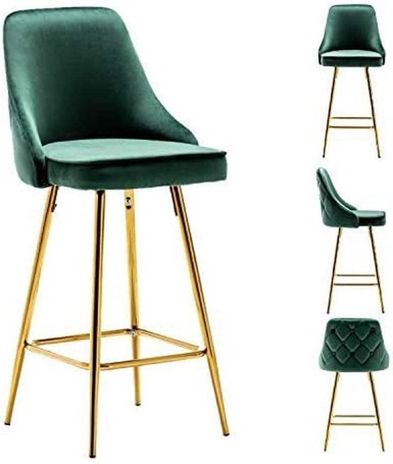 Set of 2,Premium Upholstered Dining 25" Seat Height, High Back Count Stool Bar Chairs, Pack Blue Velvet Barstools
