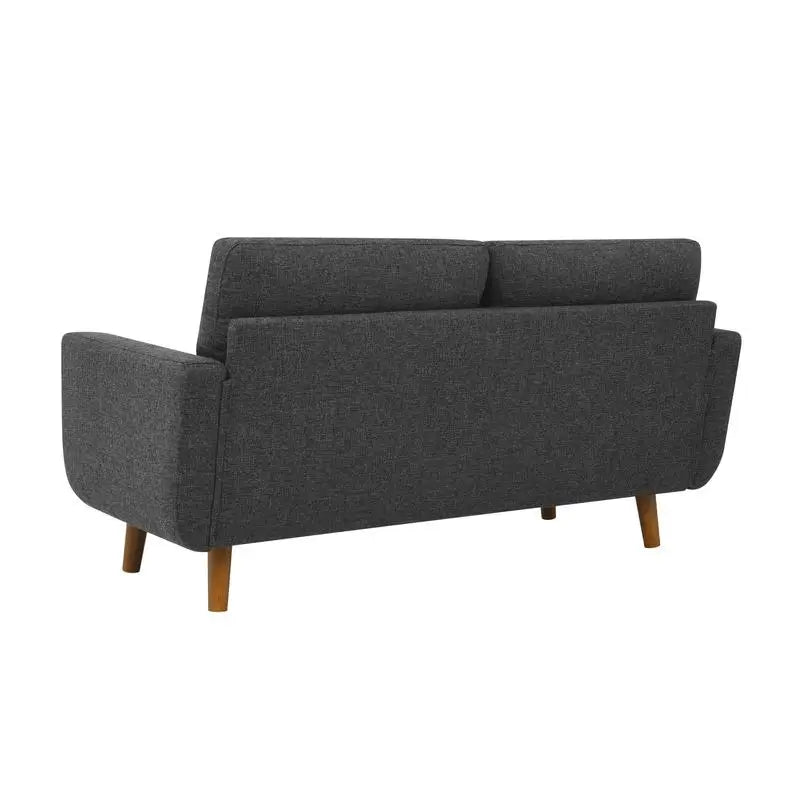Ellington Collection | Streamlined Velvet-Cushioned Velvet Tufted Loveseat - featuring close-up joinery and artisanal finish quality in a Mid-Century Modern living room setting.