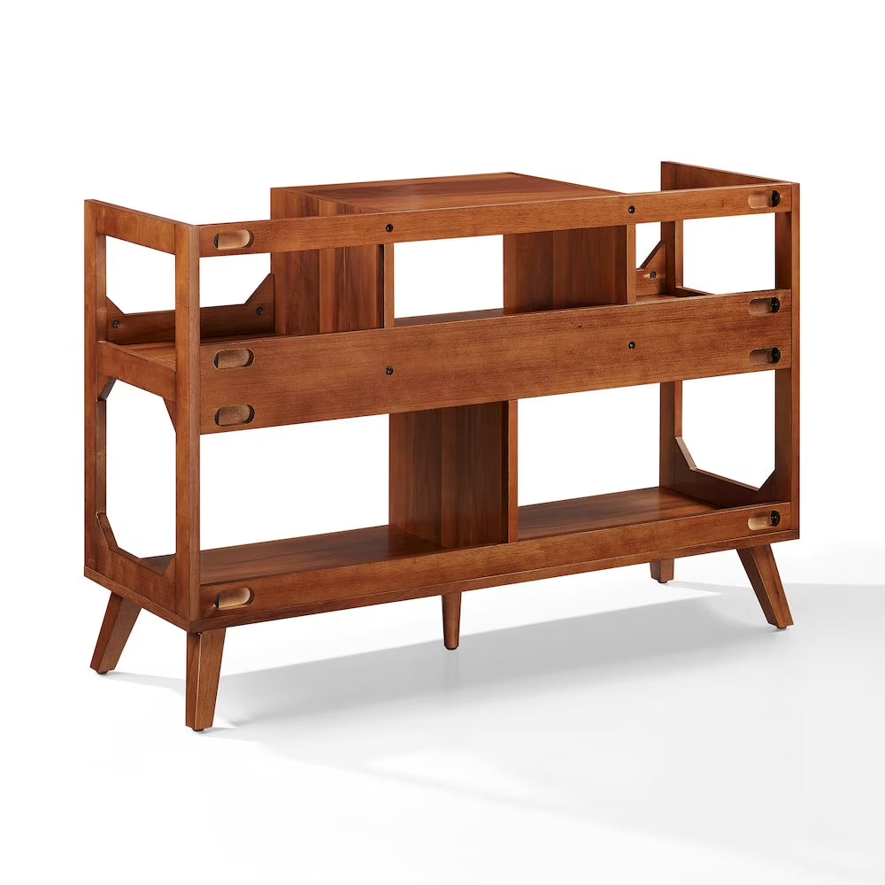 Asheville Mid-Century Modern Media Console Record Player Stand, Storage for Vinyl Records