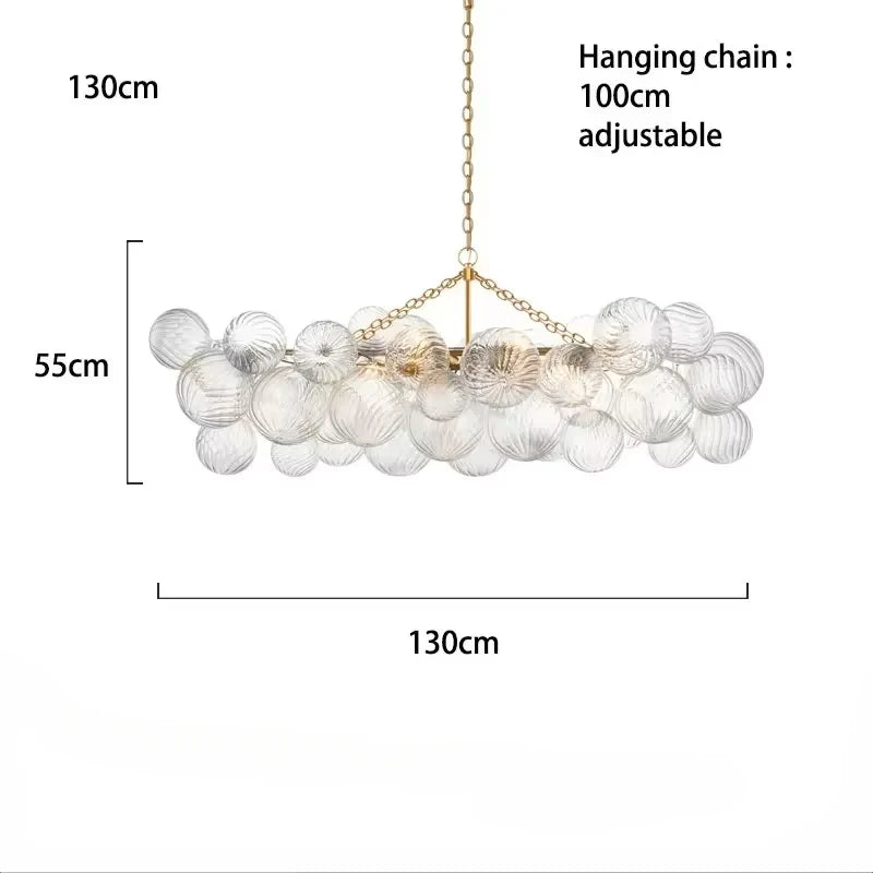 Mid Century Ribbed Glass Pendant Light - Clear Bubble Ball Elegance