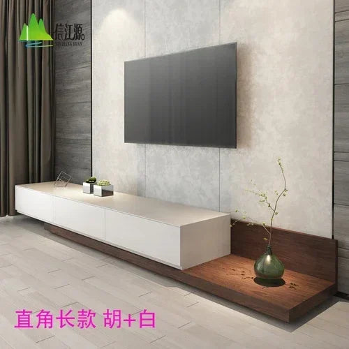 Belmont Collection | Floating Brass-Accented Walnut Floating Media Console - featuring close-up joinery and artisanal finish quality in a Mid-Century Modern entryway setting.