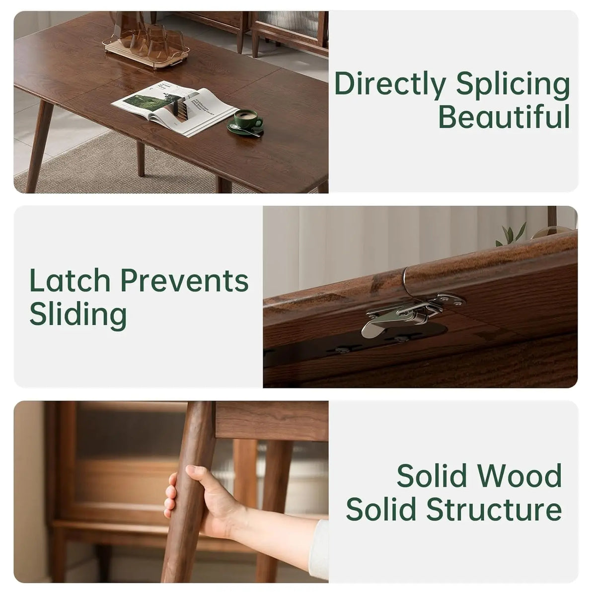 Astoria Collection | Tapered-Leg Atomic-Era Expandable Oak Dining Table - featuring close-up joinery and artisanal finish quality in a Mid-Century Modern dining room setting.