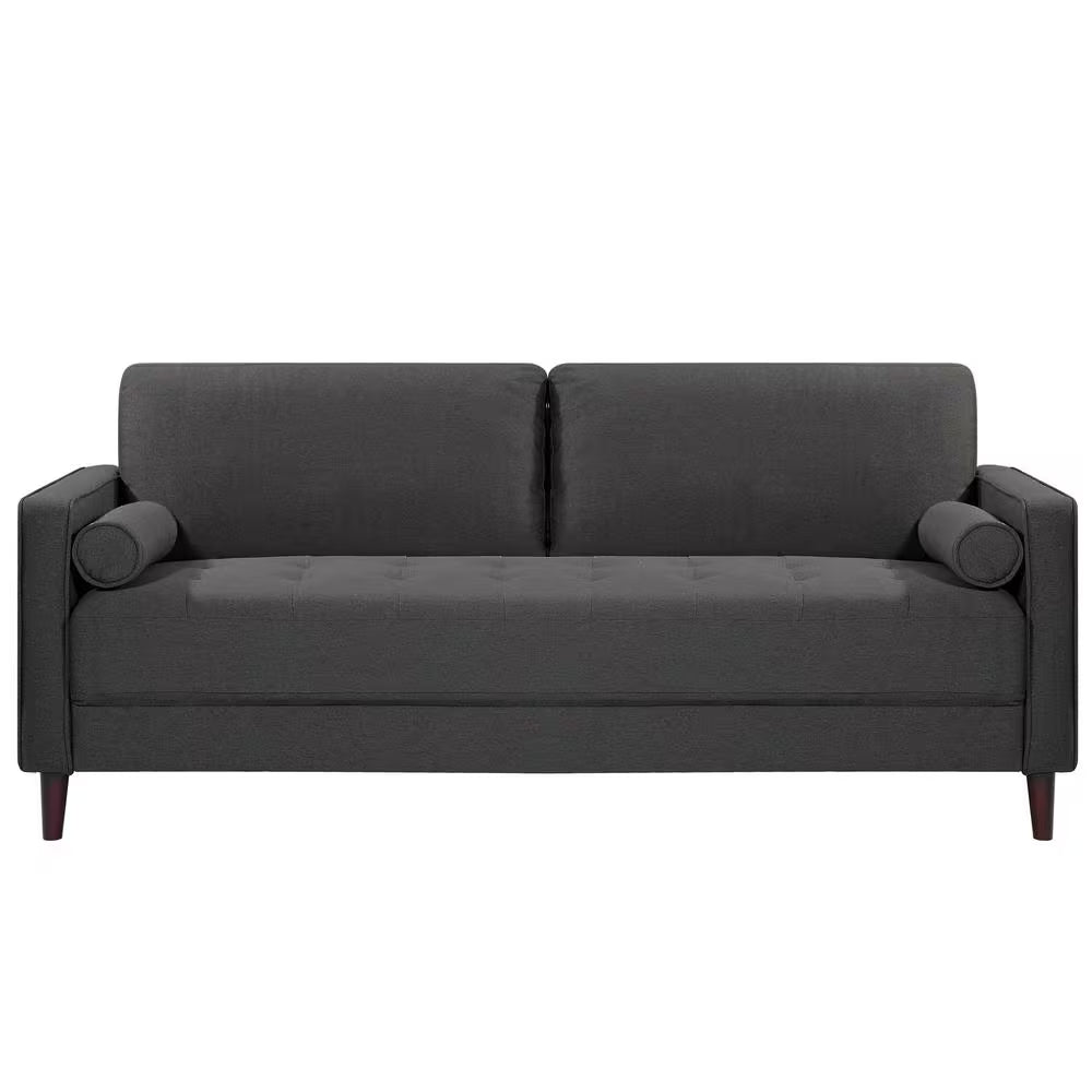 Lillith 75.6 In. Square Arm Polyester Mid- Century Modern Rectangle Sofa in Heather Grey