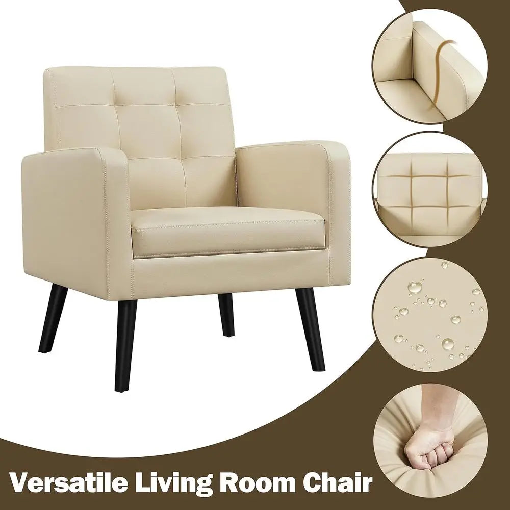 Dresden Collection | Sculptural Leather-Wrapped Vegan Leather Accent Chairs - highlighting material texture and craftsmanship detail in a Mid-Century Modern living room setting.