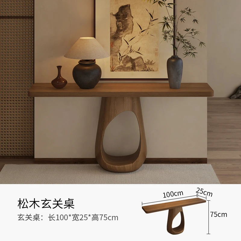 Valencia Collection | Architectural Walnut Console Table - presented at scale within a designed interior in a Mid-Century Modern entryway setting.