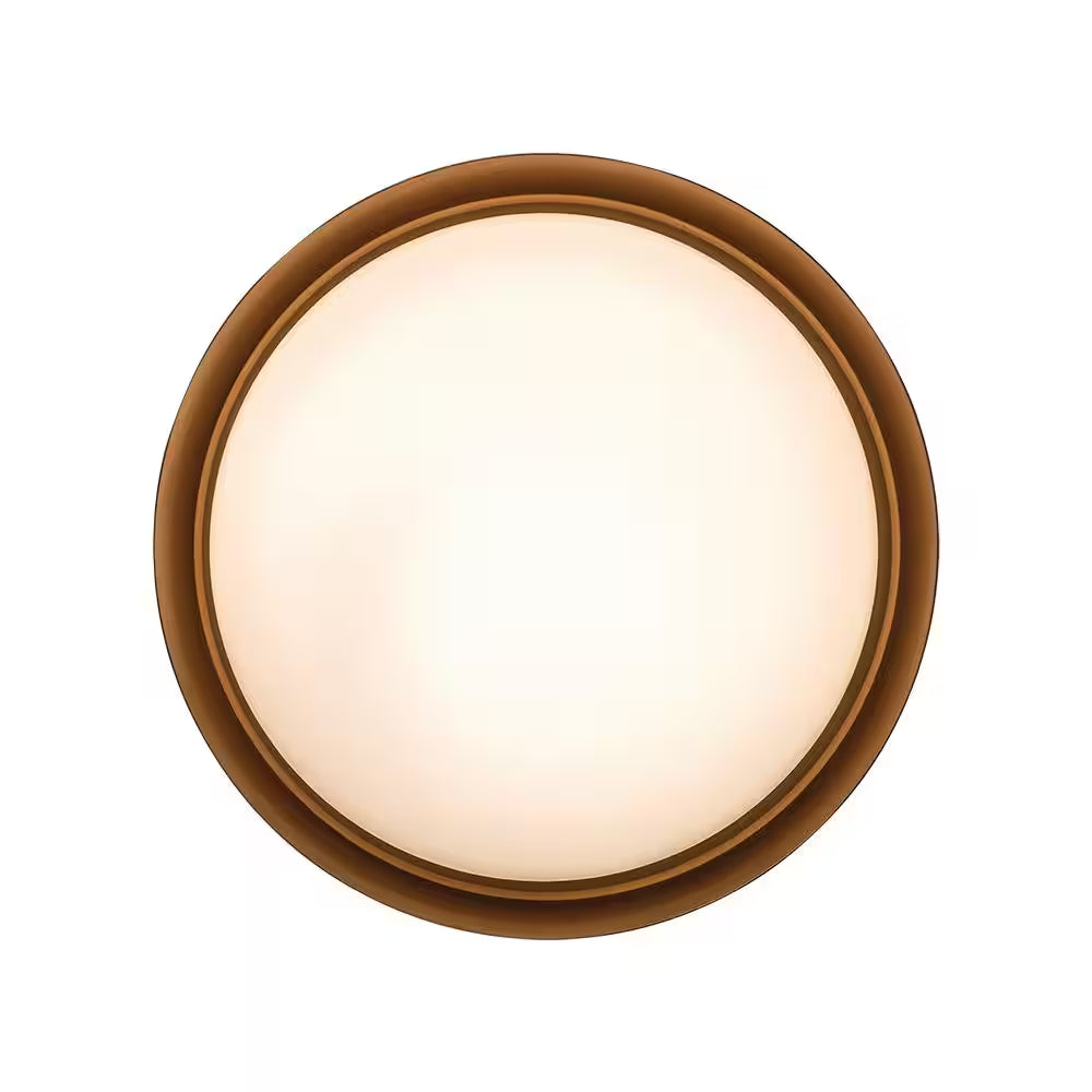 13 In. Black and Gold Integrated LED Flush Mount Ceiling Light with Frosted Glass