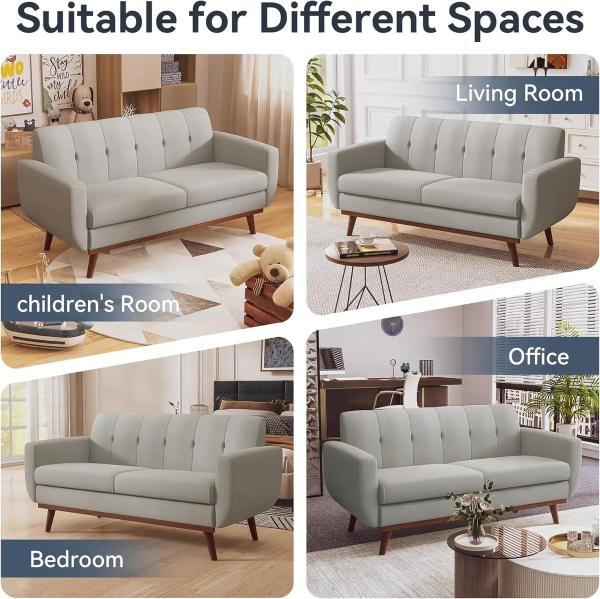 Ellington Collection | Atomic-Era Walnut Loveseat - highlighting material texture and craftsmanship detail in a Mid-Century Modern living room setting.