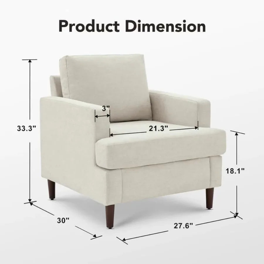 Belmont Collection | Geometric Curved Linen Accent Chair - presented at scale within a designed interior in a Mid-Century Modern living room setting.