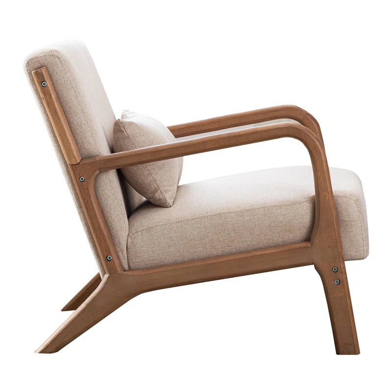 Hertford 26" Wide Mid Century Upholstered Solid Wood Accent Chair with an Extra Pillow