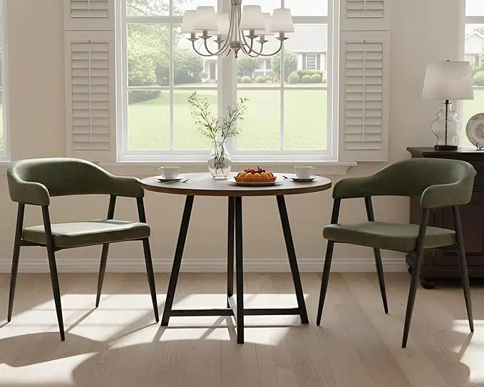 Astoria Collection | Geometric Marble-Topped Leather Armchairs - Set of 2 - showcasing form and function in daily use context in a Mid-Century Modern living room setting.