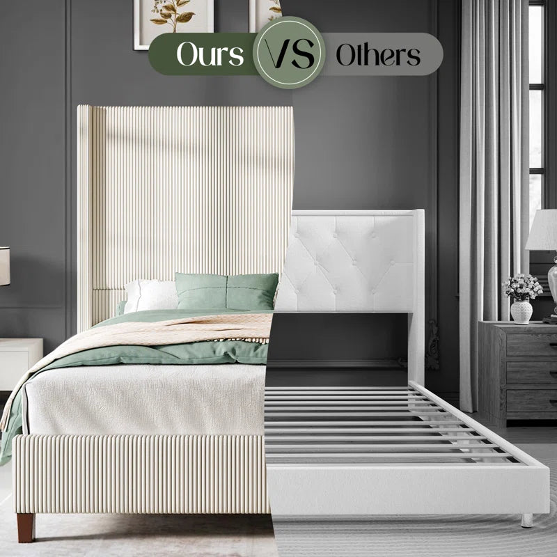 Crofford Upholstered Wingback Platform Bed