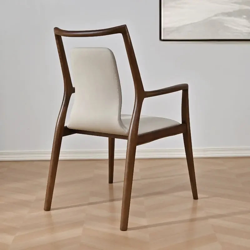 Ellington Collection | Floating Brass-Accented Walnut Armchair - detail view 12 revealing design nuance in a Mid-Century Modern living room setting.