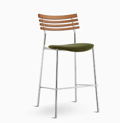 Astoria Collection | Tapered-Leg Leather-Wrapped Sculptural Walnut Armchair - presented at scale within a designed interior in a Mid-Century Modern living room setting.