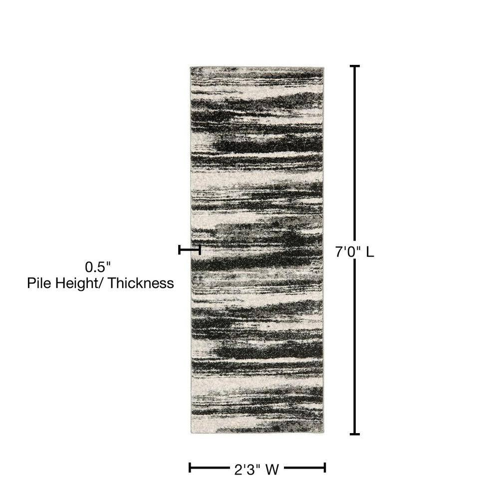 Retro Dark Grey/Light Grey 2 Ft. X 7 Ft. Striped Runner Rug