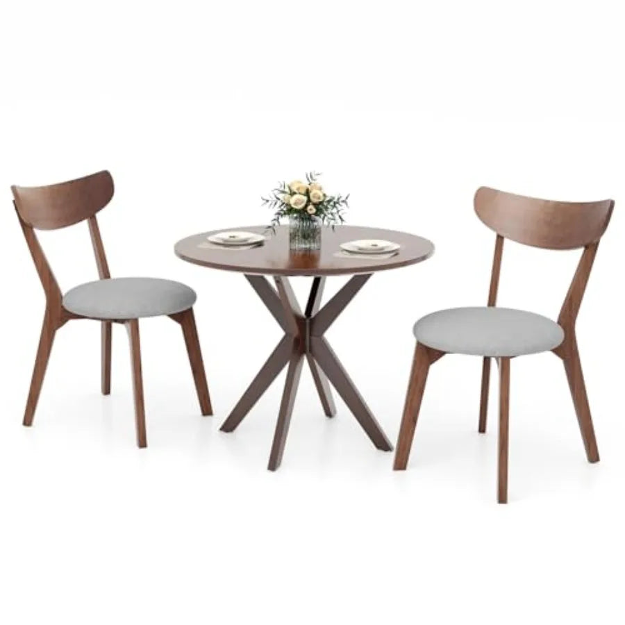 Ellington Collection | Tapered-Leg Round Walnut Bistro Set - highlighting material texture and craftsmanship detail in a Mid-Century Modern living room setting.