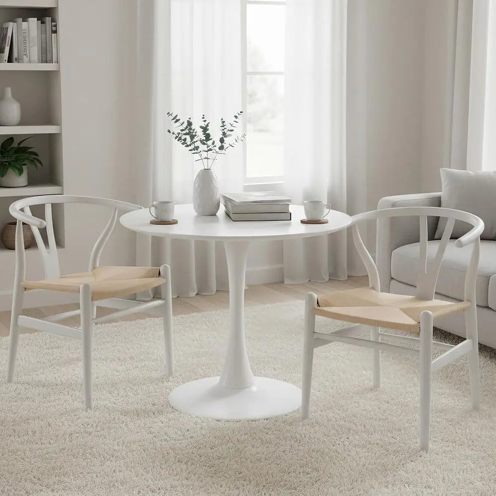 Ellington Collection | Sculptural Glass-Topped Tulip Base Dining Set - showcasing full sculptural form and curated finish in a Mid-Century Modern dining room setting.