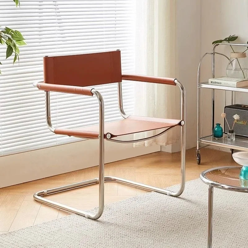 Fontaine Collection | Geometric Chrome-Detailed Chrome & Leather Lounge Chair - Curated Furniture for the Modern Living Collection | Woodies ON Woodlawn