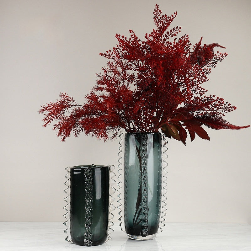 Fontaine Collection | Sculptural Copper-Kissed Ceramic Spiral Vase - showcasing full sculptural form and curated finish in a Mid-Century Modern living room setting.