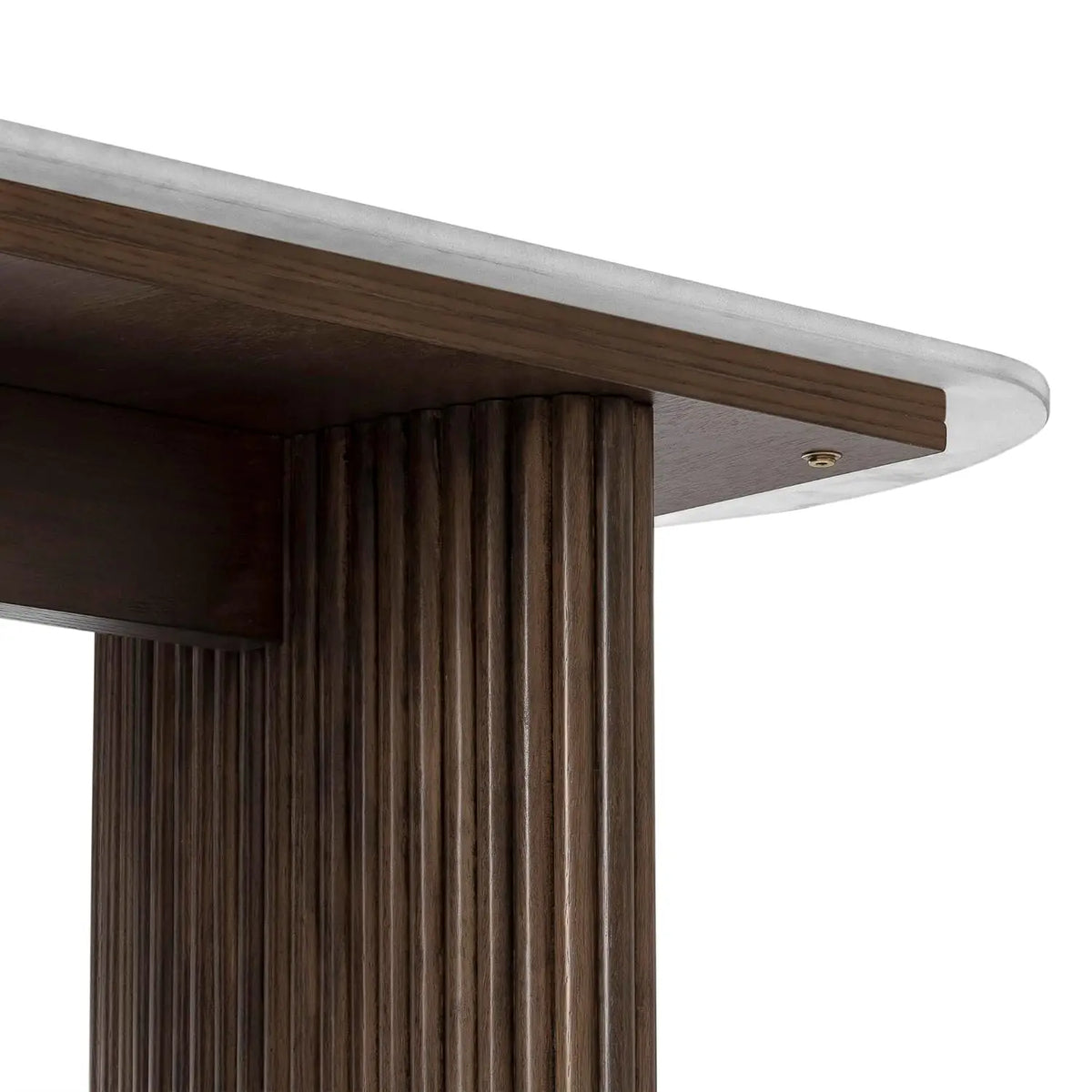 Astoria Collection | Tapered-Leg Atomic-Era Walnut Console - presented at scale within a designed interior in a Mid-Century Modern entryway setting.
