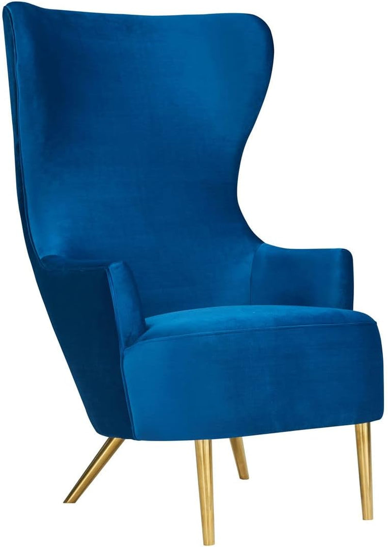 TOV Furniture Julia 19.7" Modern Velvet Upholstered Wingback Chair in Navy