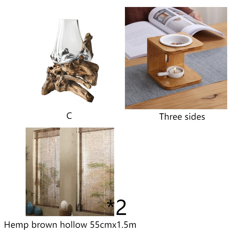 Astoria Collection | Geometric Glass-Topped Glass & Walnut Vessel - styled from an alternate angle revealing dimensional depth in a Mid-Century Modern living room setting.