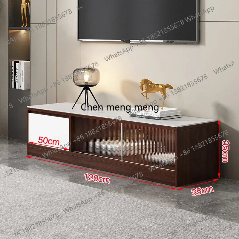 Montague Collection | Arched Glass-Top Retro Glam Glass TV Stand - captured in a curated lifestyle vignette in a Mid-Century Modern living room setting.