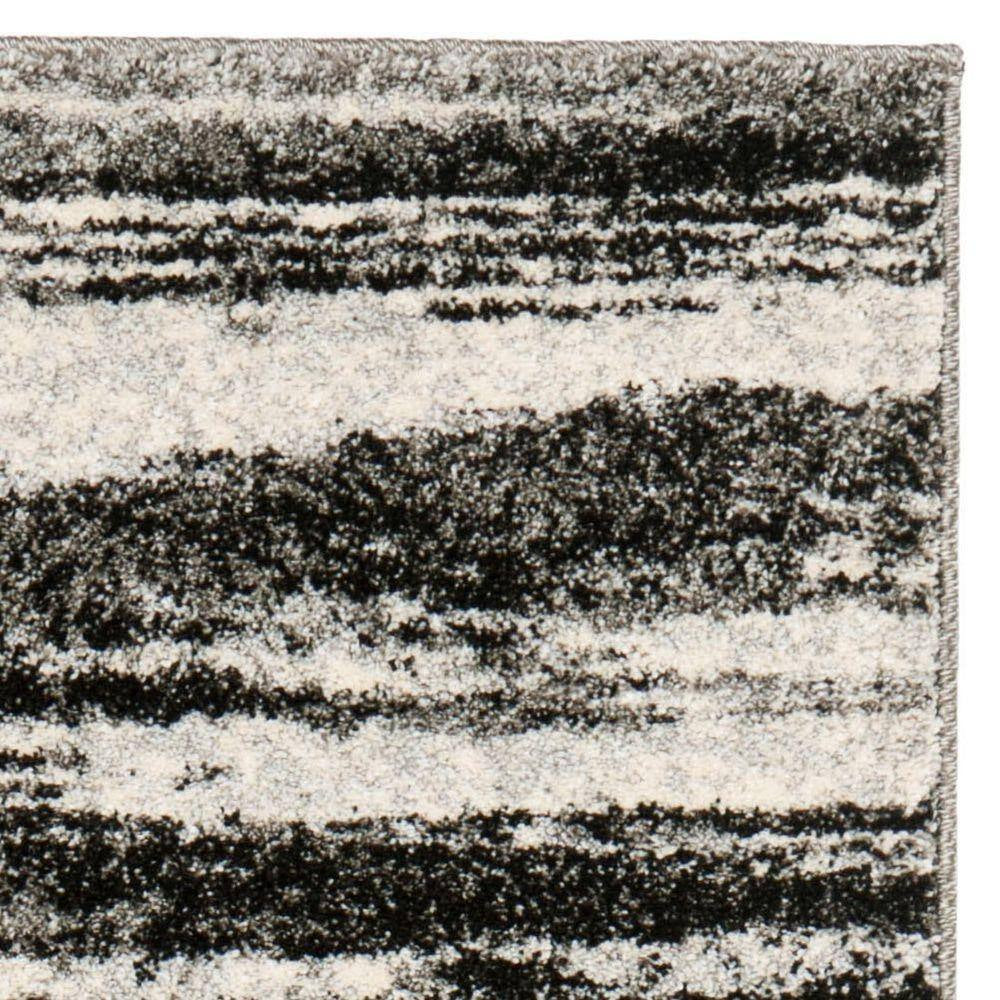 Retro Dark Grey/Light Grey 2 Ft. X 7 Ft. Striped Runner Rug