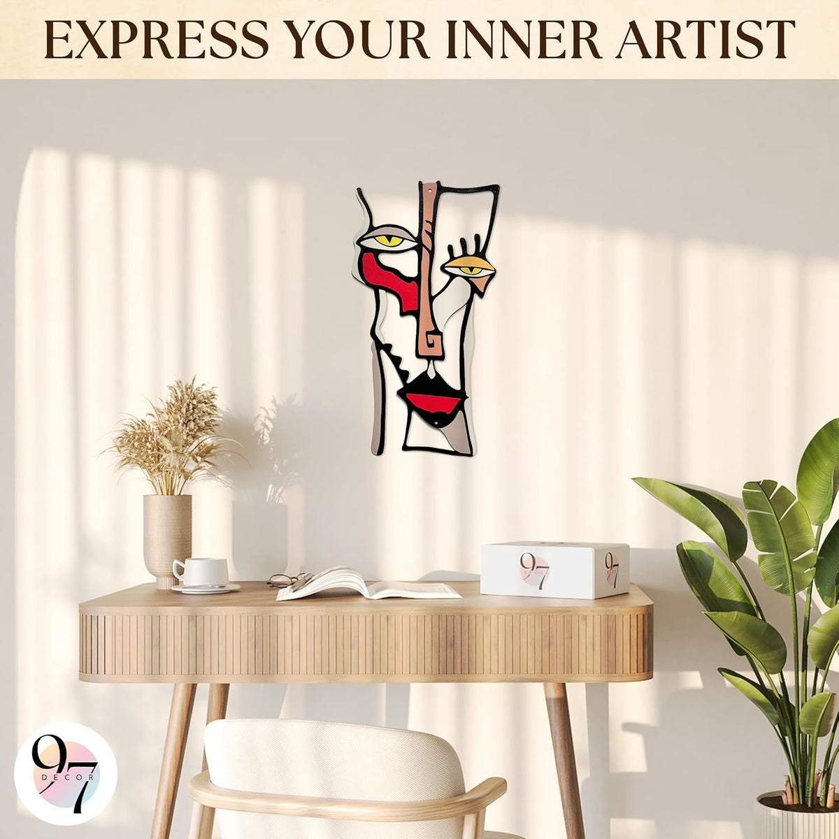 Minimalist Metal Wall Art for Living Room - Pablo Picasso Wall Art Abstract Sculptures, Unique Midcentury Artwork Mid Century Modern Decor for Home Bedroom Bathroom