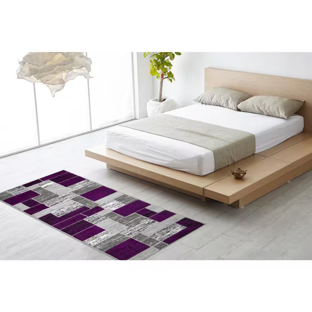 Verena Purple Geometric 2 Ft. X 6 Ft. Runner Rug