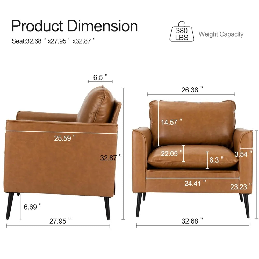 Ellington Collection | Arched Chrome-Detailed Cognac Leather Armchair Set - captured in a curated lifestyle vignette in a Mid-Century Modern living room setting.
