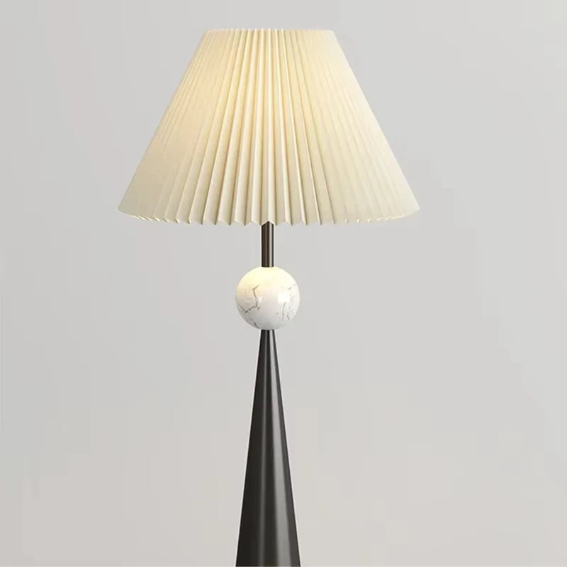 Dresden Collection | Sculptural Atomic-Era Walnut Floor Lamp - showcasing form and function in daily use context in a Mid-Century Modern living room setting.