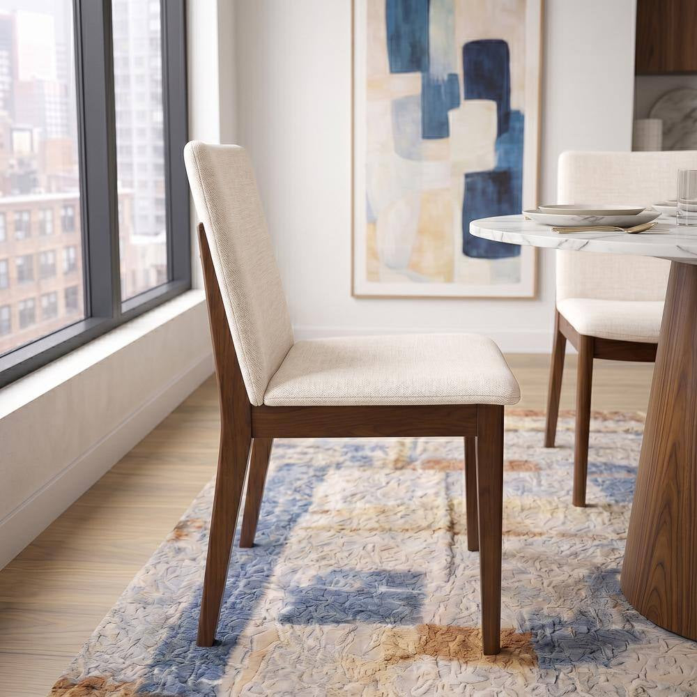 Valentine Mid-Century Modern Beige Fabric Dining Chair (Set of 2)