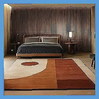 Dresden Collection | Geometric Desert-Modern Abstract Wool Rug - revealing tonal warmth and surface patina under ambient light in a Mid-Century Modern living room setting.