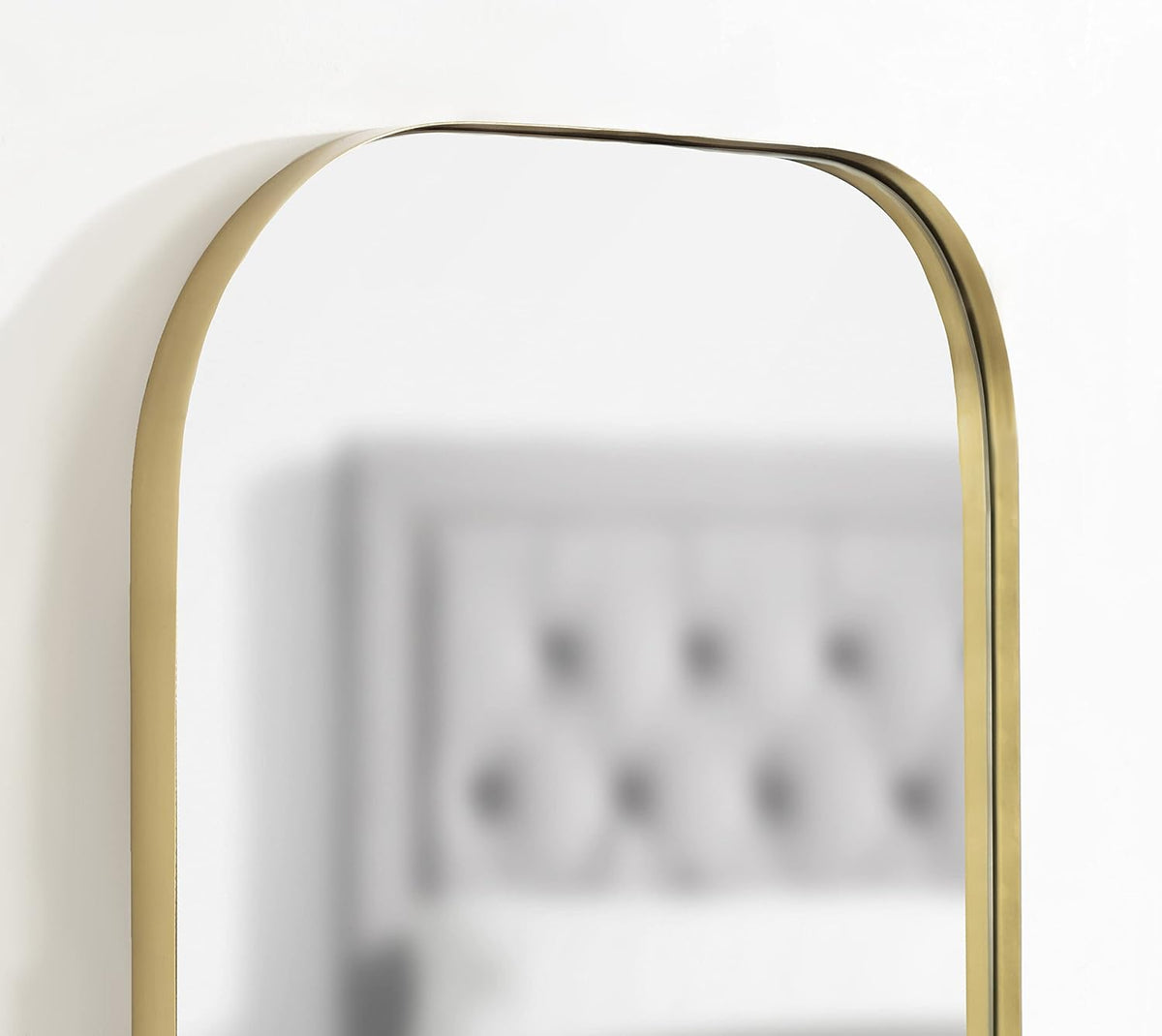 Rollo Midcentury Rounded Rectangle Mirror; 20 X 30; Gold; Modern Metal Framed Mirror