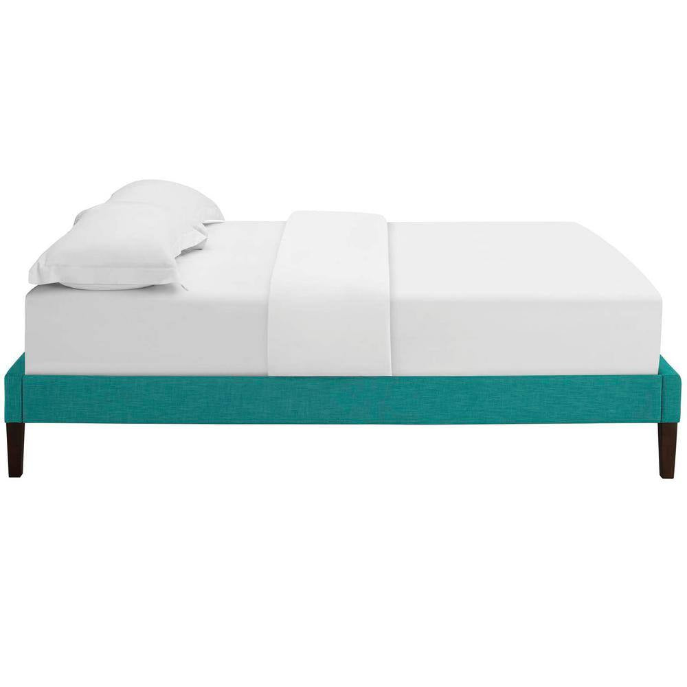 Tessie Teal Full Upholstered Fabric Bed Frame with Squared Tapered Legs