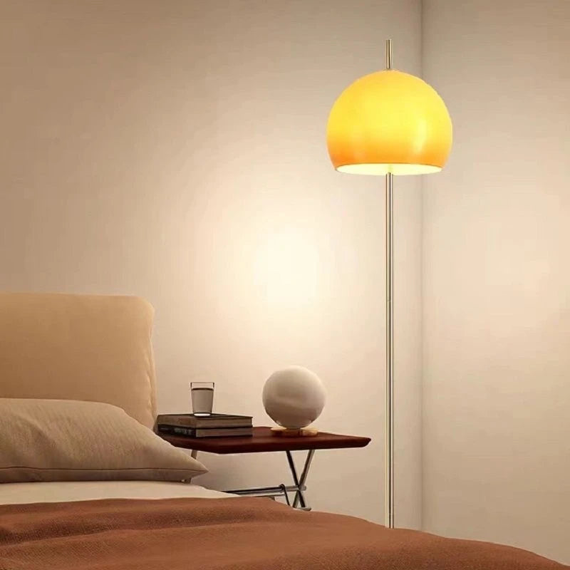 Fontaine Collection | Sculptural Glass-Topped Frosted Glass Floor Lamp - showcasing full sculptural form and curated finish in a Mid-Century Modern living room setting.