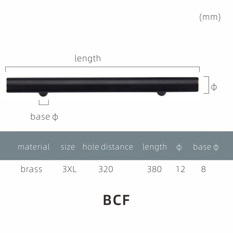Yu'An Brass Furniture Handles Nordic Modern Pastoral Wardrobe Dresser Cupboard Drawer Cylinder Black/Gold Pulls Knobs