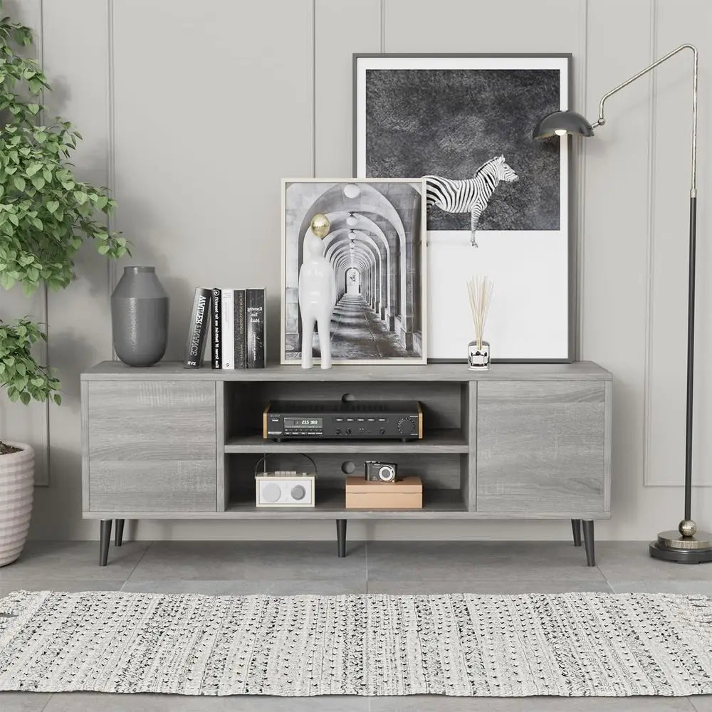 Belmont Collection | Tapered-Leg Steel-Framed Ash & Steel Console - featuring close-up joinery and artisanal finish quality in a Mid-Century Modern entryway setting.