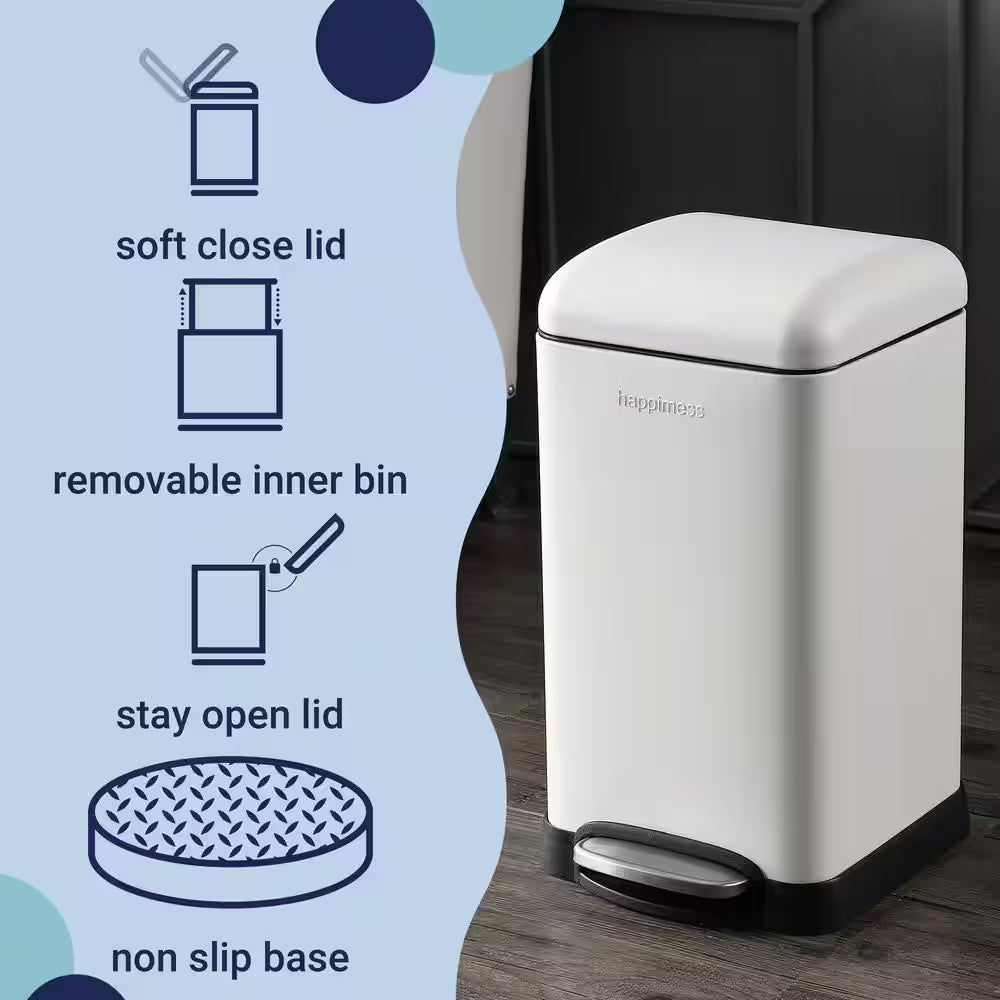 Betty Retro Mini 3.2 Gal. White Step-Open Trash Can