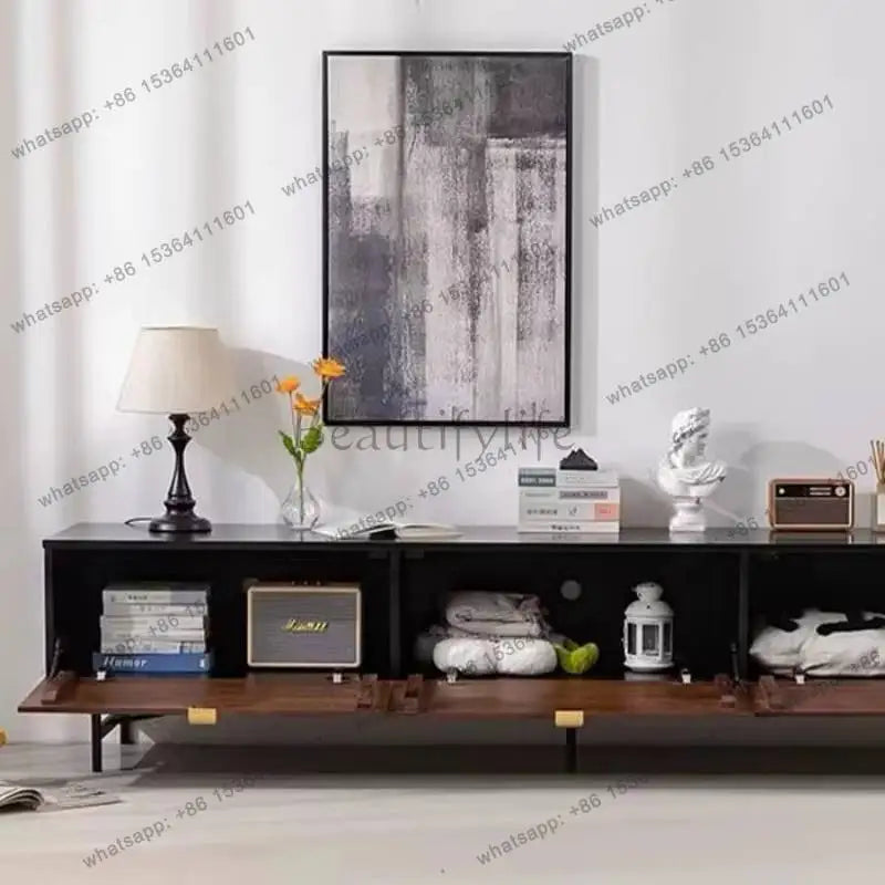Ellington Collection | Atomic-Era Cabinet Walnut Media Console - presented at scale within a designed interior in a Mid-Century Modern entryway setting.