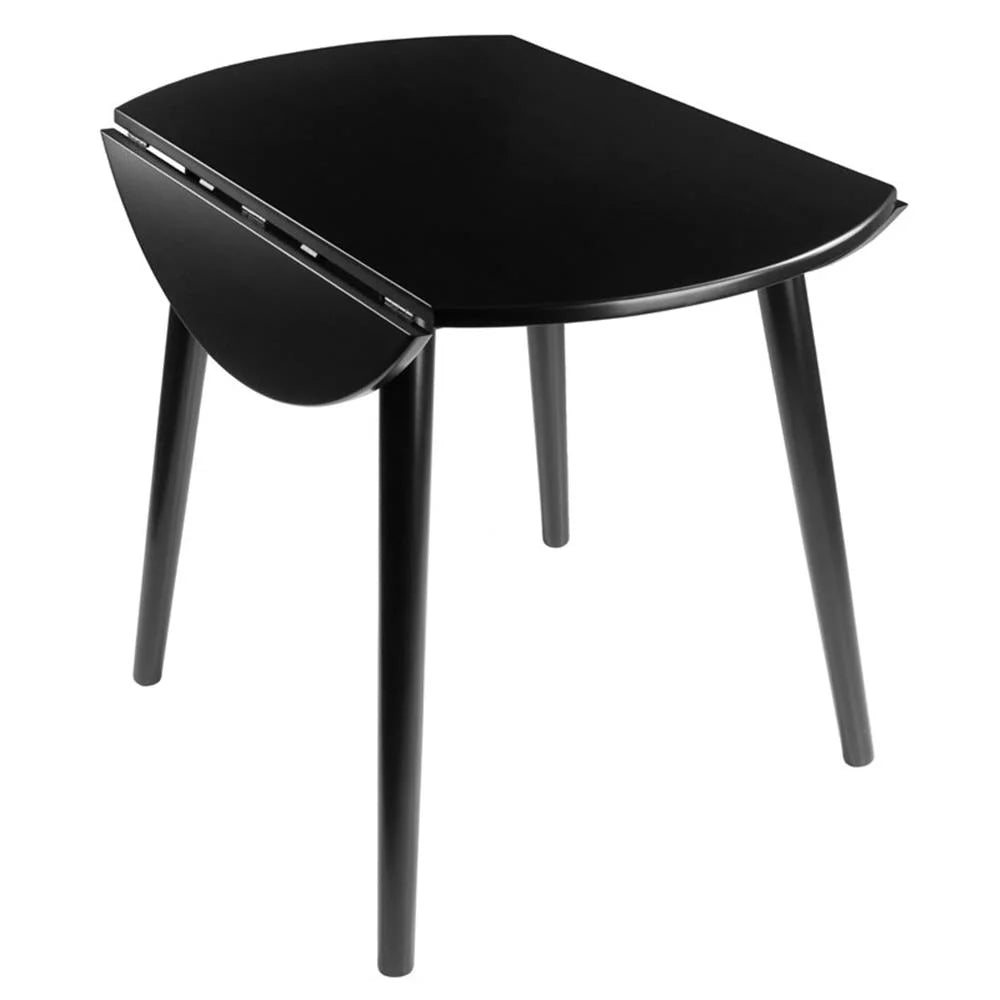 Moreno 36" round Drop Leaf Transitional Solid Wood Dining Table in Black